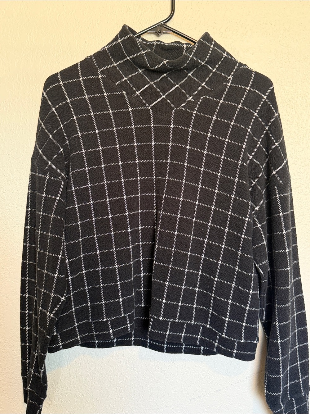 Madewell Black & White Windowpane Turtleneck Sweater